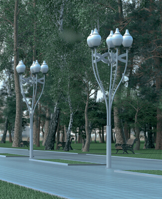 Опора декоративная уличная «Лотос-5» ОД-5-4,3-88 на 5 светильников Оцинкованный