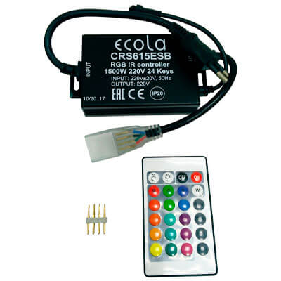 Ecola Контроллер 220V 16х8 1500W 6.6A RGB с ИК пультом CRS615ESB